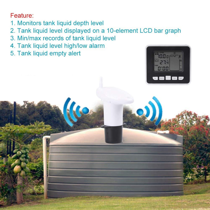 [Australia - AusPower] - Mugast Ultrasonic Level Sensor Water Liquid Level Sensor Transmitter with LCD Temperature Display Supports Liquid Level High/Low Alarm 