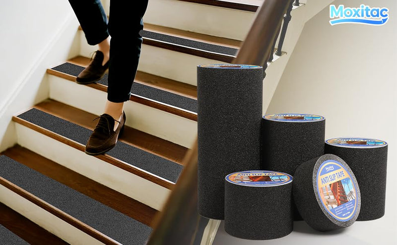 Heavy Duty Anti Slip Traction Tape 2" x 38 FT, 80 Grit Waterproof High Friction Grip Tape for Indoor Outdoor Stairs, Pool, Ramps, Garage, Home & Commercial Use Black
