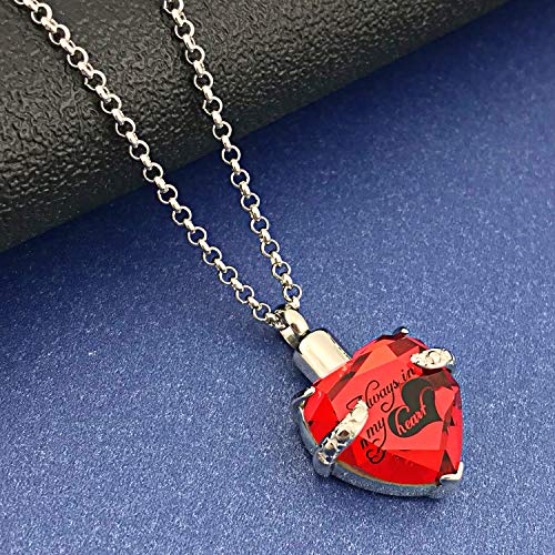 YOUFENG Urn Necklaces for Ashes Always in My Heart Heart Cremation Jewelry Memorial Pendant Birthstone Necklace January URN