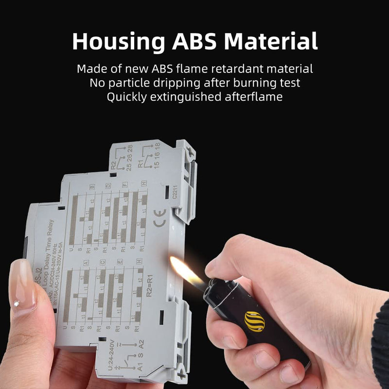 [Australia - AusPower] - CNAODUN Cyclic Time Delay Relay Digital Display Dual Outputs HYCRT8S-J2 AC/DC 24-240V Button Adjustment Cycle Time Relay DIN Rail Mount Type HYCRT8S-J2, Dual Outputs Cycle Delay 