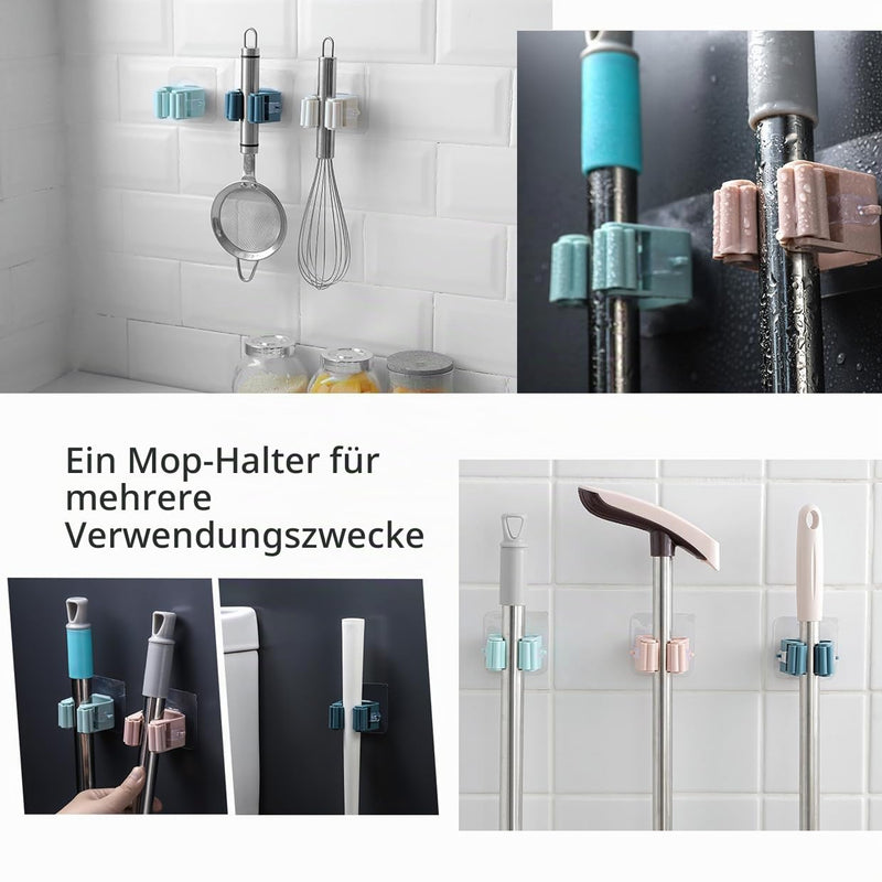 Broom Holder Wall Broom Holder Broom Holder Tool Holder Garden Tool Holder Stainless Steel Wall Mount for Mop, Broom, Shovel, Tools, Pack of 6 Plastic