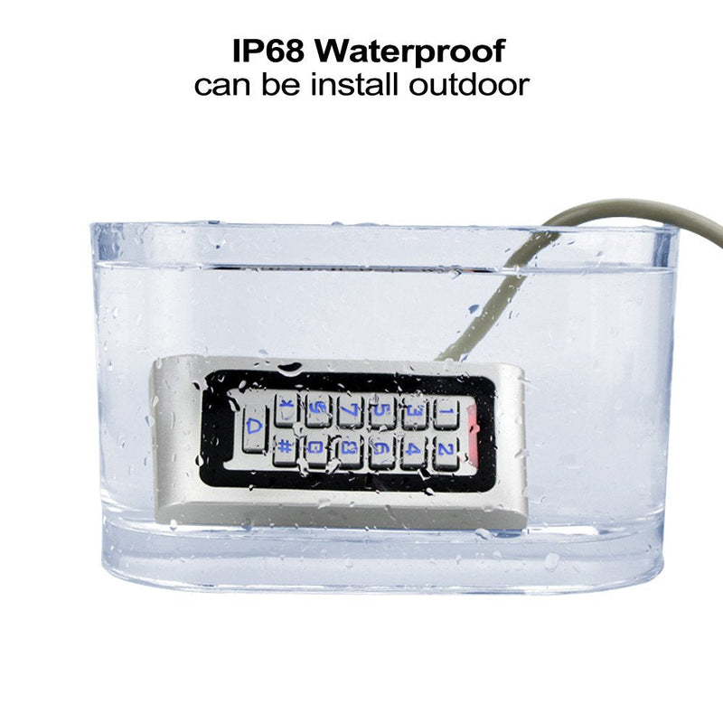[Australia - AusPower] - HFeng Standalone IP68 Waterproof RFID Access Control Keypad Metal Card Reader + 10pcs 125KHz Proximity Keychains WG26 2000 Users for Home/Office 