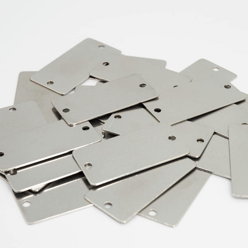 StayMax Metal Engraving Blanks Stamping Blanks Stainless Steel Rectangle Blank Tags with Two Holes 1 Inch x 2 Inch 50 Pack