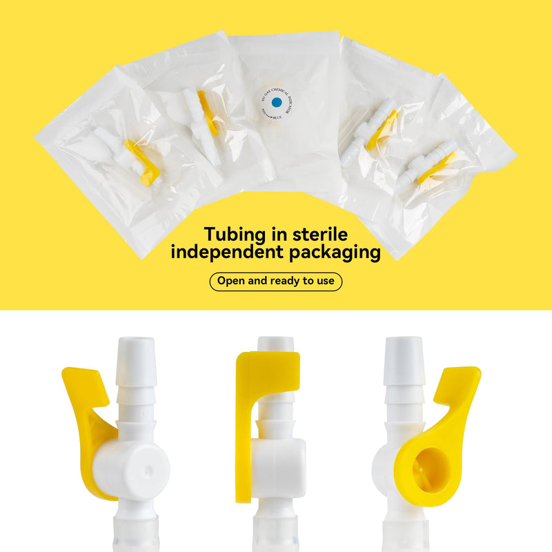 [Australia - AusPower] - Comfort Flow Catheter Valves - Sterile, Easy to Use Lever Tap, Smooth Edges, and Tubing for Optimal Urine Drainage Comfort (5 Pack) - Essential Catheter Supplies 