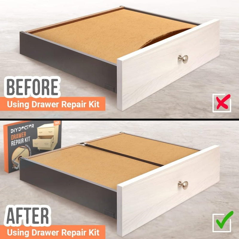 [Australia - AusPower] - DIY Doctor Drawer Repair Kit - Pack of 3 Dresser Drawer Bottom Replacement Parts - Drawer Fixer - No Need for Kitchen Drawer Replacement - Replacement Kitchen Drawer - Fix Buckled Drawers 3x Drawer Kit 