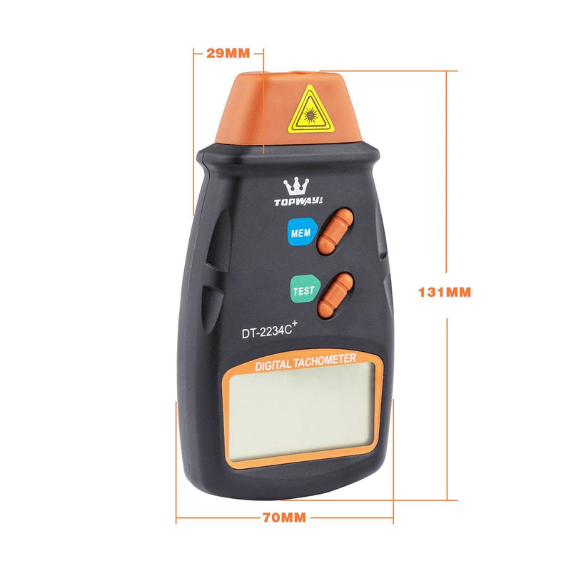 [Australia - AusPower] - TOPWAY Digital Tachometer, Handheld Non-Contact Digital Photo Tachometer RPM Tester, LCD Display, Measuring Range 2.5RPM - 99,999RPM, for Motors, Wheels, Fans, with Carrying Bag 312752 