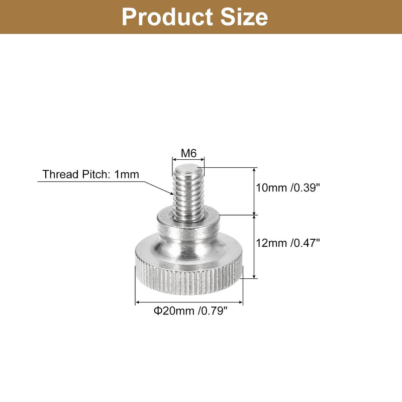 [Australia - AusPower] - uxcell M6x10mm Knurled Thumb Screws, 5pcs 304 Stainless Steel Flat Knurled Head Thumb Screws Bolts with Shoulder Grip Knobs Fasteners 