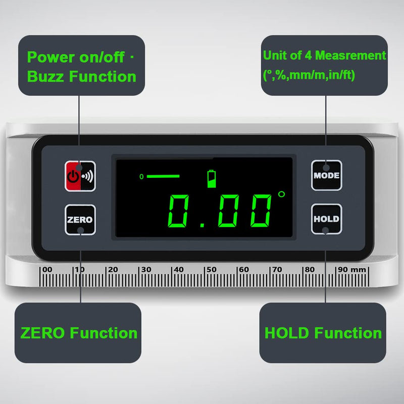 [Australia - AusPower] - Angle Gauge eOUTIL Digital Protractor Inclinometer Angle Finder with V-Groove Magnetic Base, Precision Bevel for Automobile Woodworking Building Drilling Machinery Masonry 