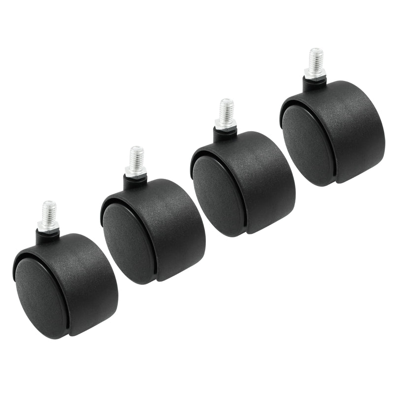 [Australia - AusPower] - 4pcs 2 Inch Swivel Caster Wheels, Black Nylon M8 Threaded Stem Caster Wheels, Heavy Duty Swivel Stem Casters Wheel Replacement for Furniture, Table, Cabinet, Shelf 2 Inch Stem 