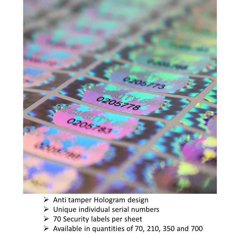 350 Hologram Tamper Evident, Tamper Proof Stickers. Security Seal. Individual Serial Numbers. Tamper Foil Tape Labels. Destroyed Upon Removal with Residual Text Left on Item.… (350 Stickers) 350 Stickers