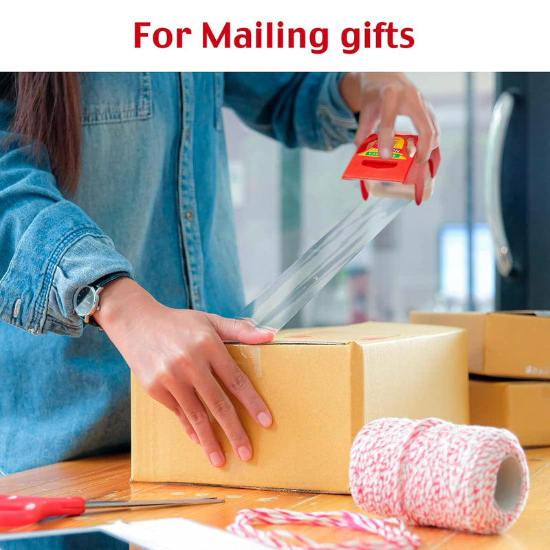Packing Tape with Dispenser, 6 Packs Noiseless Clear Packaging Tape for Shipping Packaging Moving Tape for Boxes, Strong Adhesive, Smoothly and Quietly, 1.96 Inch X 33 Yards