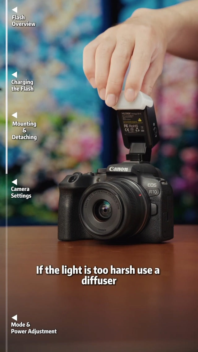 VILTROX Vintage Z2 Mini Camera Flash for Canon Cameras, TTL Camera Flash with Diffuser, 700 Full Power Flash, 6500±200K 5 Levels Flash Power, 52g Foldable Mini Flash