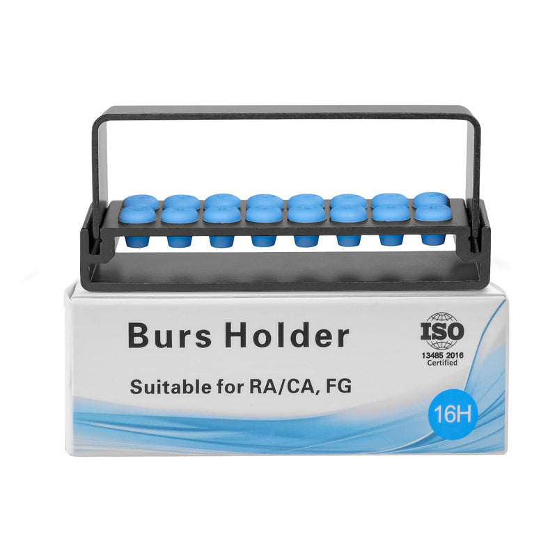 [Australia - AusPower] - 2Pcs 16 Holes Bur Block Holder with Silicon Cover Autoclavable Burs Block Case for Placing FG RA Burs (black) Black 