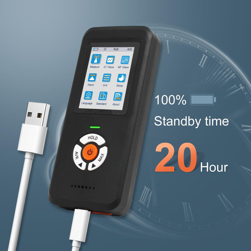 [Australia - AusPower] - EMF Meter, Upgraded 3-in-1 Rechargeable Electromagnetic Field Radiation Detector for EF RF MF, Handheld Digital EMF Detector with LCD for Home&Office EMF Inspections 