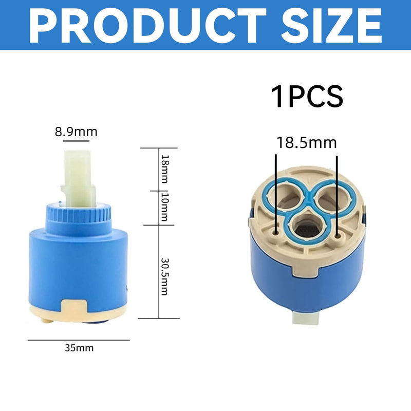 [Australia - AusPower] - Ceramic Cartridge 35 mm (1 Piece) – Replacement Part for Single Lever Kitchen Tap, Washbasin Tap, Shower Mixer Tap Blue (1 Piece) 