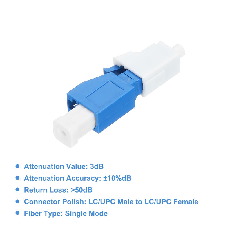 QUARKZMAN 3dB LC Fiber Optic Damper, LC/UPC SM Single Mode Fixed Fiber Optic Damper Male to Female for Fibre Optic Transfer Pack of 1 3 dB