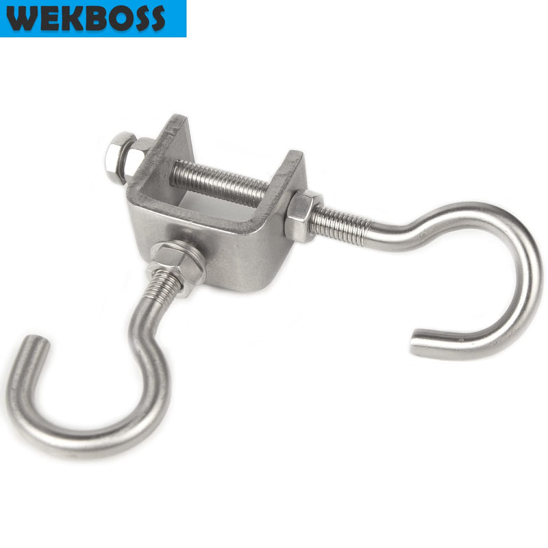 [Australia - AusPower] - 2 Set Metal Beam Hook 1 Inch Stainless Steel C Clamps and Heavy Duty Hanging J Hook/Threaded Screw Hook for Garage I Beam 1.2 in 