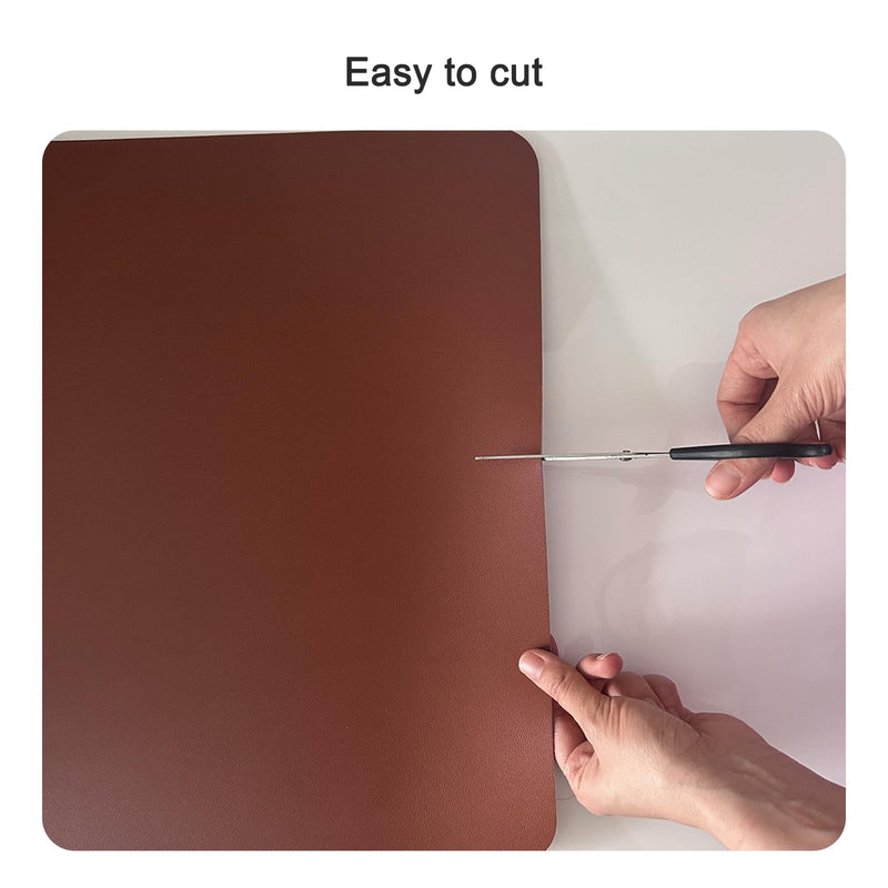 1.8mm Thick Leather Table Protector - Heavy Duty Waterproof Desk Cover for Dining,Coffee Table, Nightstand, Dresser Top Non-Slip Scratch Resistant Surface, 16x36 Inch (Brown+Gray) Brown+gray 16×36 inch