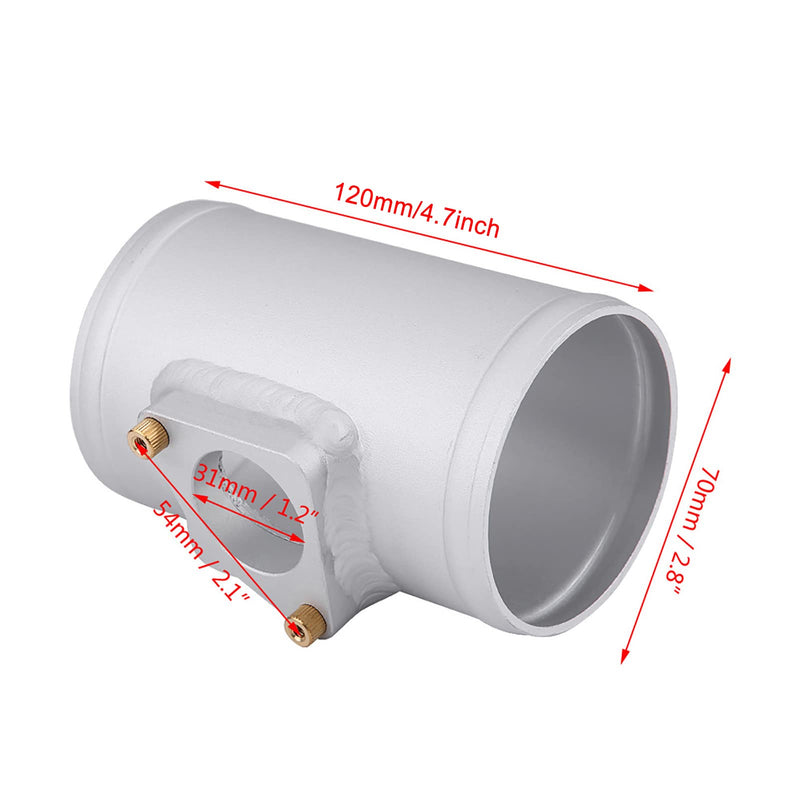 Air Flow Sensor Adapter Aluminium Alloy Car Air Flow Inlet Meter Base Silver for Air Intake Meter Holder 63 70 76 83 mm (Outer Diameter 70 mm), Fuel System