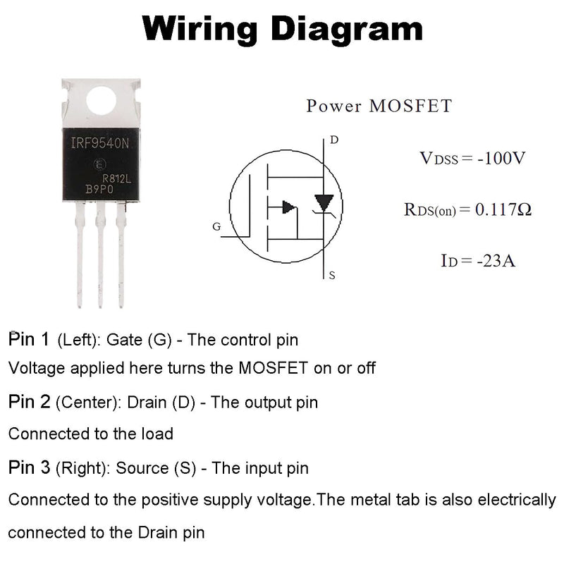 20pcs IRF9540 MOSFET Transistor IRF9540N P-Channel Enhanced Power MOSFET 23A 100V 3-Pin TO-220AB with Heatsink Screw Washer Rubber Silicone Screwdriver