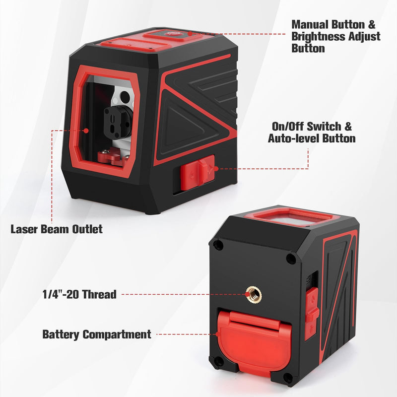 Laser Level with Tripod, 100 feet Green Cross Line Self Rotary Leveling Laser Level, Vertical and Horizontal Line, Rotatable 360 Degree, Manual Self leveling and Pulse Mode,IP54 Waterproof & Battery 1 Pack of Red