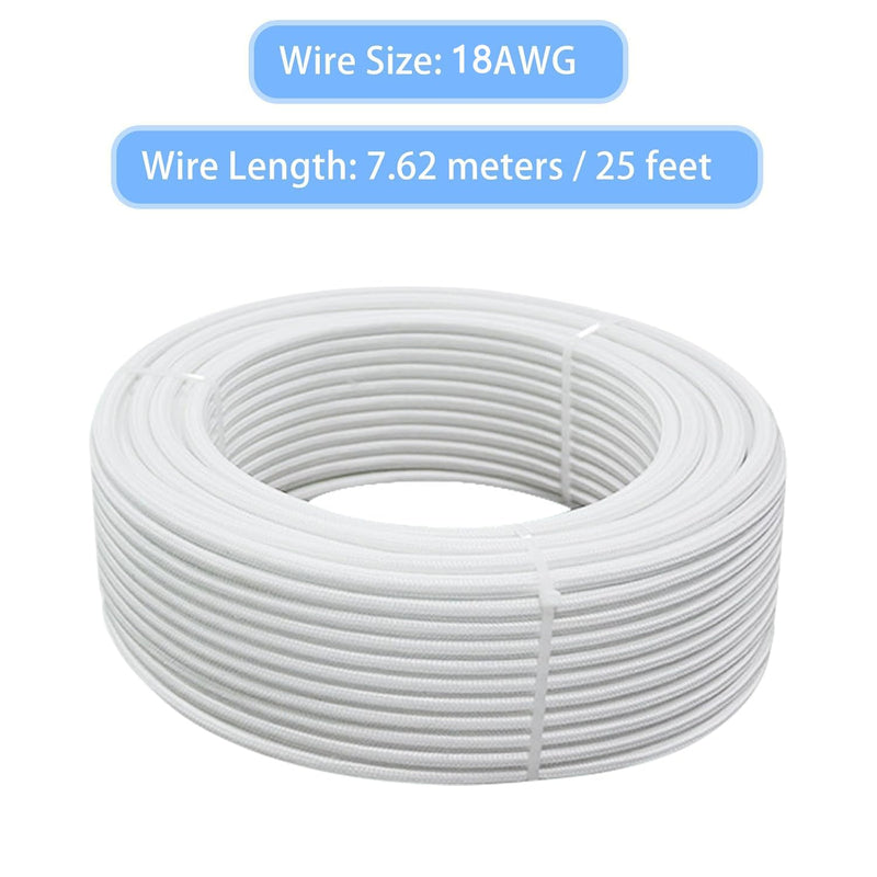 18 Gauge 3 Conductor High Temperature Wire 25Ft, -76-932 ℉ 18 AWG Mica Fiberglass 3 Core Copper Wire Insulated Heat Resistant High Temp Flexible Cable for Lamp Boiler Heater Kiln 18AWG-3C