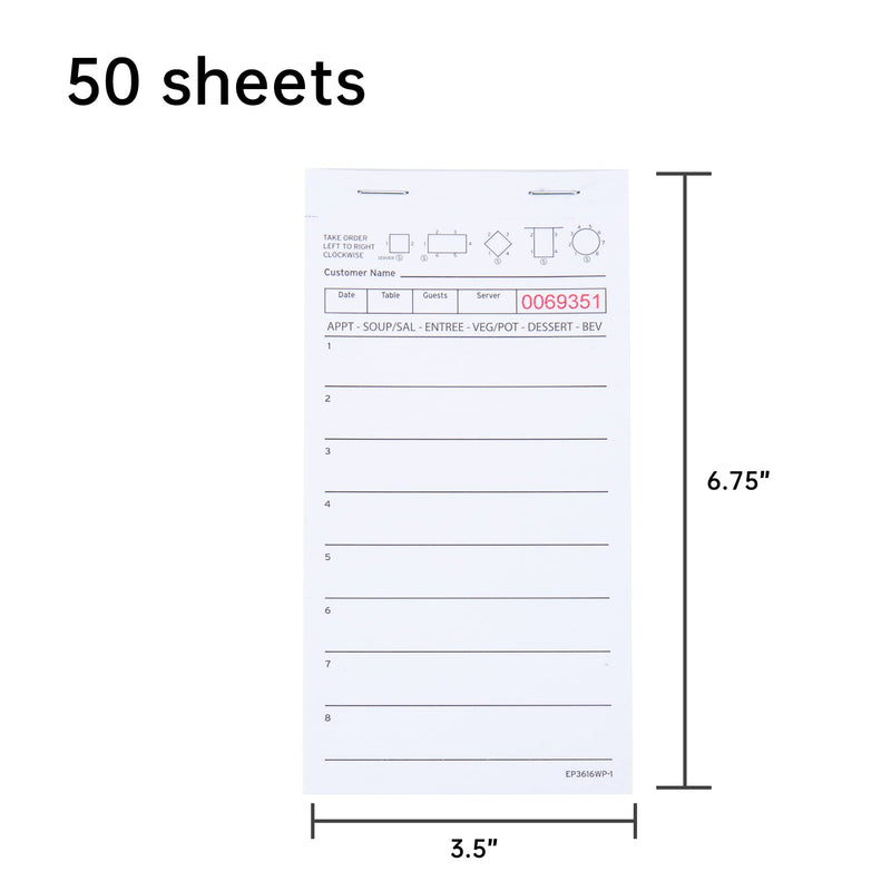 [Australia - AusPower] - Guest Check Pads EP-3616WP-1 (10 Pads), Total 500 Sheets White Waitress Notepad, Server Order Pads for Restaurant 10 pads 