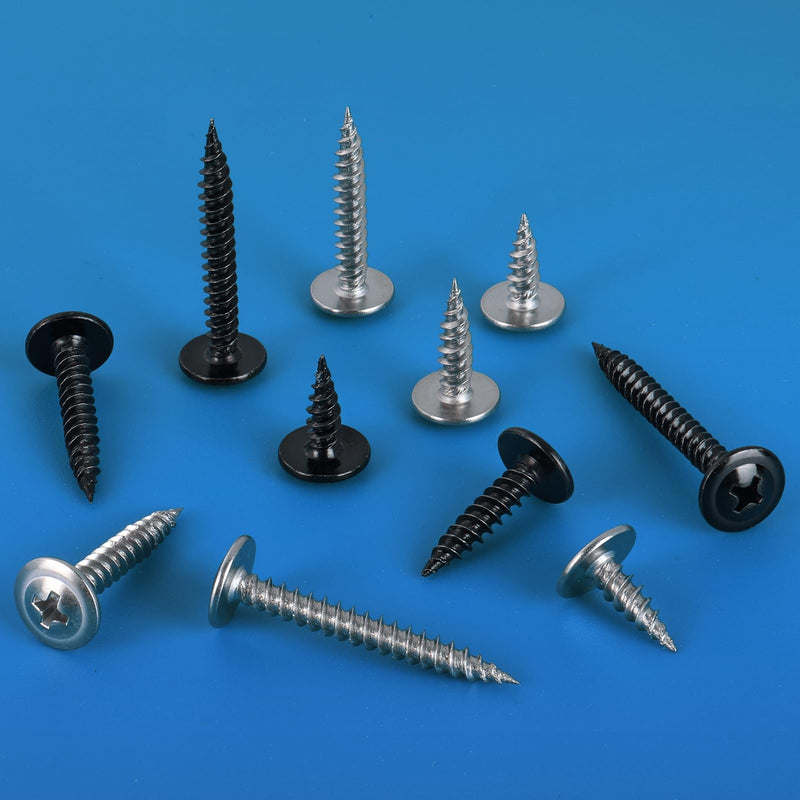 [Australia - AusPower] - 160Pcs #8 x 1 Inch Wood Screws Phillips Modified Truss Head Stainless Steel 410 Quick Metal Self Tapping Screws,Black Zinc Plated Black 