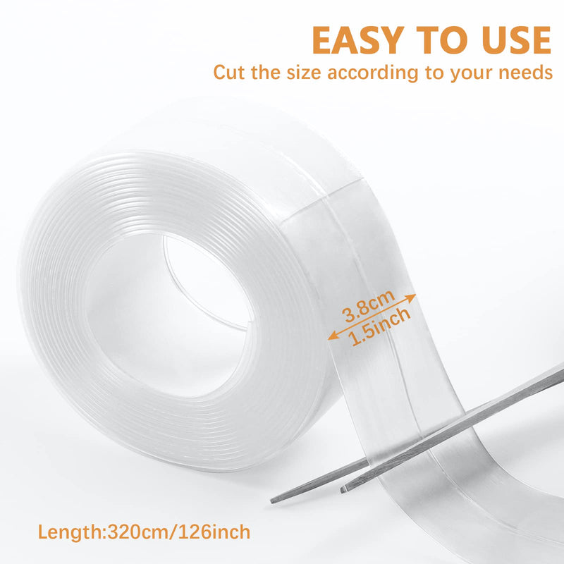 [Australia - AusPower] - Caulk Tape Waterproof Self Adhesive, 3 Rolls Toilet Caulk Sealant Tape,Bathtub Caulk Sealing Strip Tape for Kitchen,Bathroom Caulking Tape, Floor Wall Edge Protector(1.5" x 10.5Ft) Transparent 