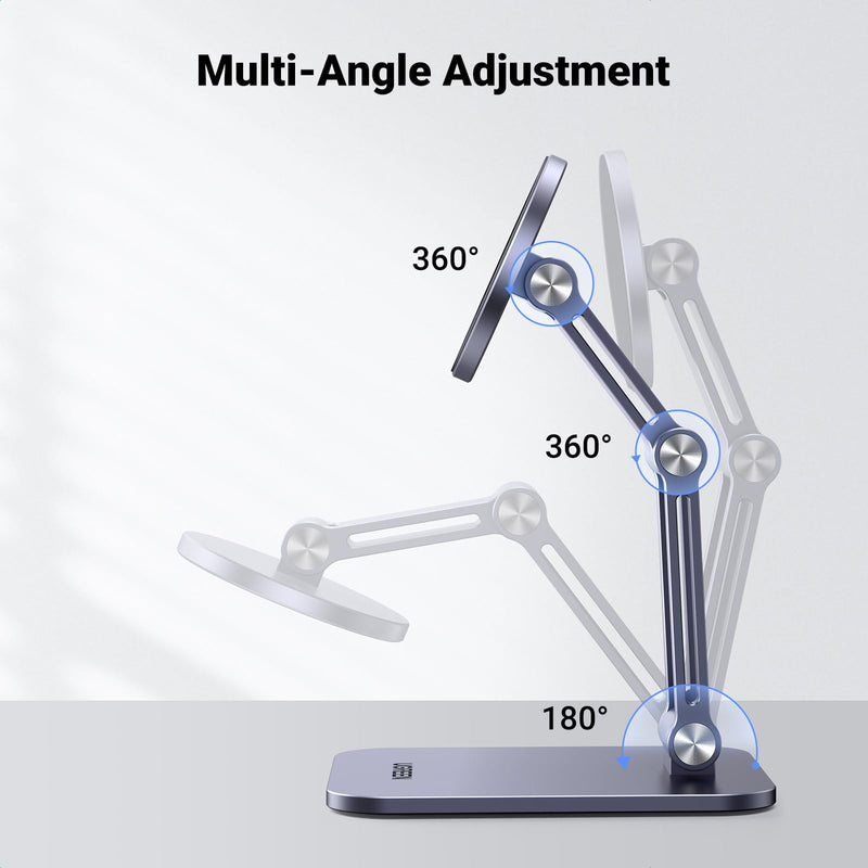 [Australia - AusPower] - UGREEN Magnetic Phone Stand Compatible with MagSafe iPhone Stand for Desk Ergonomic Design Adjustable, Aluminum Cell Phone Stand Compatible for iPhone 15 14 13 12 Pro Max and MagSafe Case, Grey 