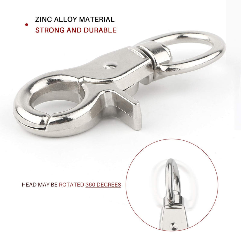 [Australia - AusPower] - HOSUKKO 15PCS Trigger Snap Hooks,360 Degree Heavy Duty Snaps Swivel Lobster Clasps,Stainless Steel Swivel Claw Clips for Pet Cages,Dog Leash,Camera Straps,Snap Hook Purse Silver-15pcs 