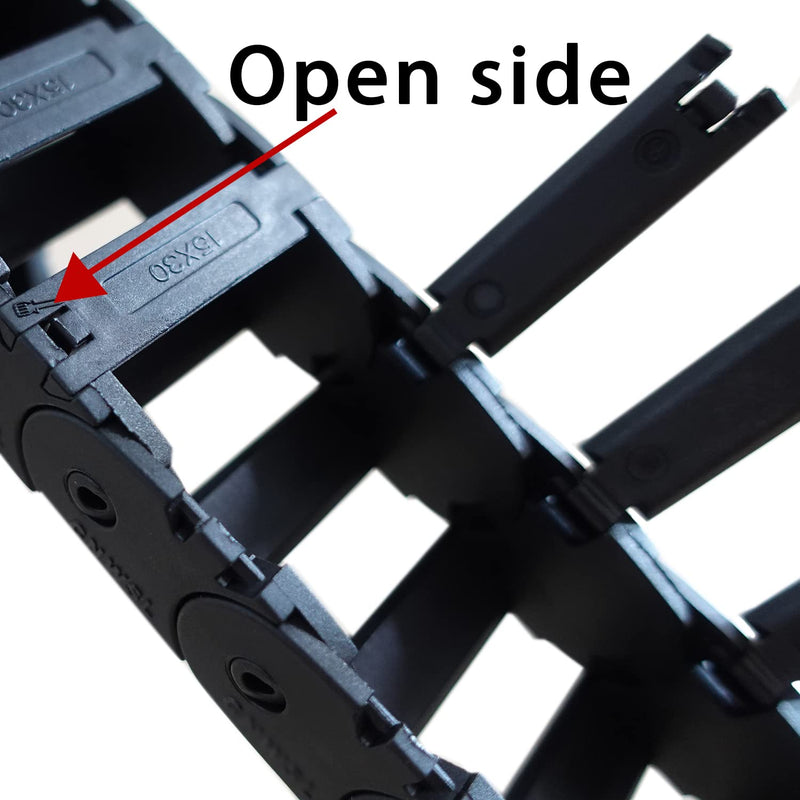 [Australia - AusPower] - 2pcs 39.4 inch Drag Chain Cable Carrier Open Type R28 Wire Cable Chain for CNC Router Mill and 3D Printer,Extra 2 Pair End Connectors,1pc Screwdriver,12 Screws(15x30 Outside Open) 15x30 Open (2pcs) 