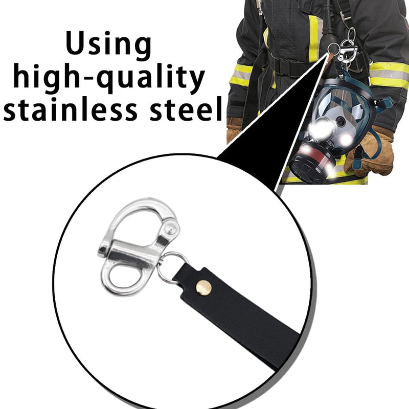 [Australia - AusPower] - 2Pcs Firefighter Quick Release Shackle with Leather, Plus Size Quick Release Clip Shackle Black 