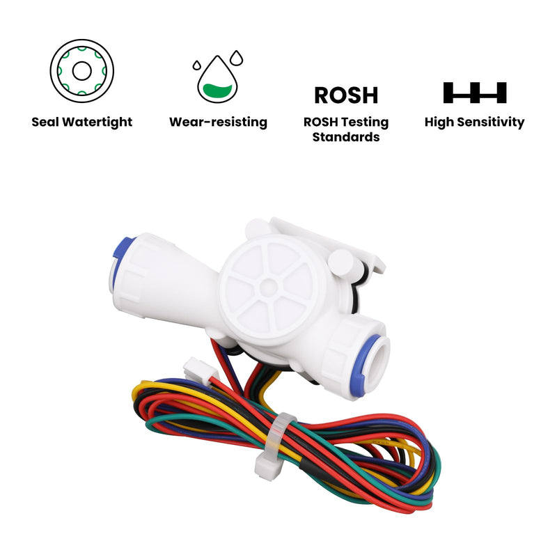 [Australia - AusPower] - Watflow G3/8" Quick Connection Water Flow Sensor, Water Flow Sensor, Food-Grade Flowmeter, Pulse & Temperature Output, for Water Purifiers, Coffee Machines,0.5-6L/min 