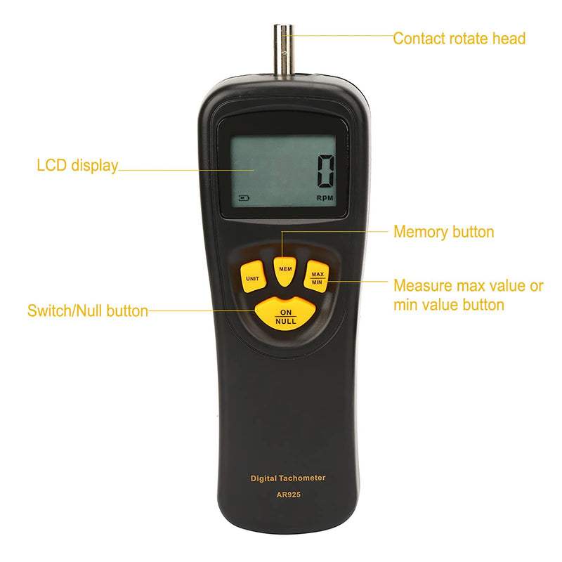 Tachometer Smart Sensor Digital 0.5~19999 RPM Contact Display, Speedometer Photo Speed with LCD Backlight, Handheld Smart Sensor Speedometer