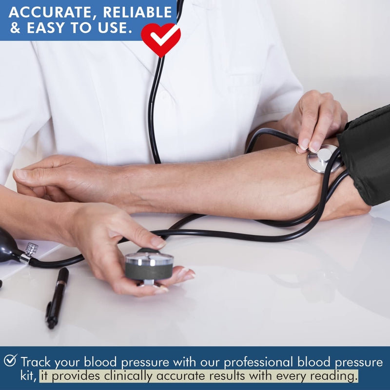 [Australia - AusPower] - NOVAMEDIC Adult Size Black Manual Blood Pressure Machine and Stethoscope Kit, BP Monitor with Adjustable Upper Arm Cuff for Monitoring High Blood Pressure, Includes Carrying Case 