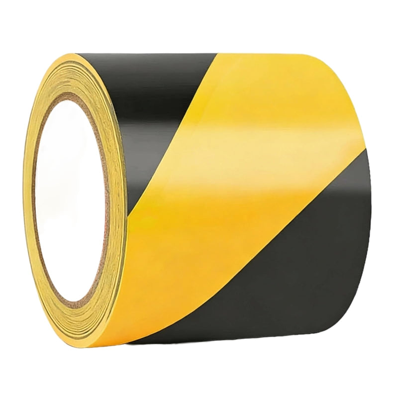 4inch x 110ft Black & Yellow Hazard Tape Warning Safety Stripe Tape for Floor Marking, Strong Adhesive Wear Resistance Waterproof Caution Tape Roll Ideal for Walls, Floors, Pipes and Equipment Black&Yellow