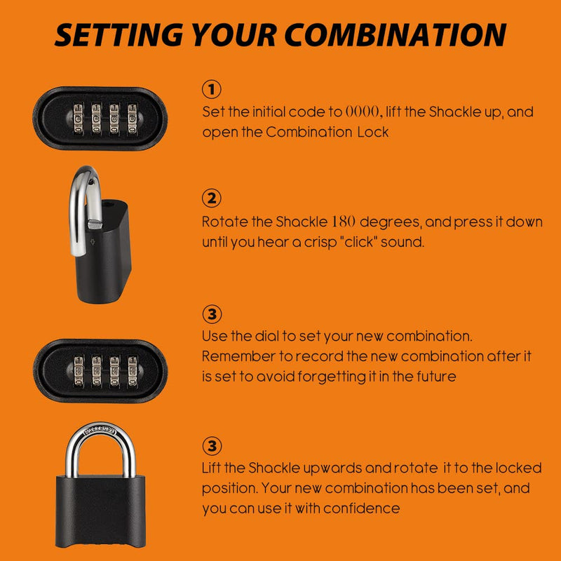 [Australia - AusPower] - Outdoor Combination Lock, Heavy Duty Weatherproof Pad Locks with Code, Resettable Padlock Combination for Sheds Fence, Gate Hasps, Storage Unit Long Shackle 