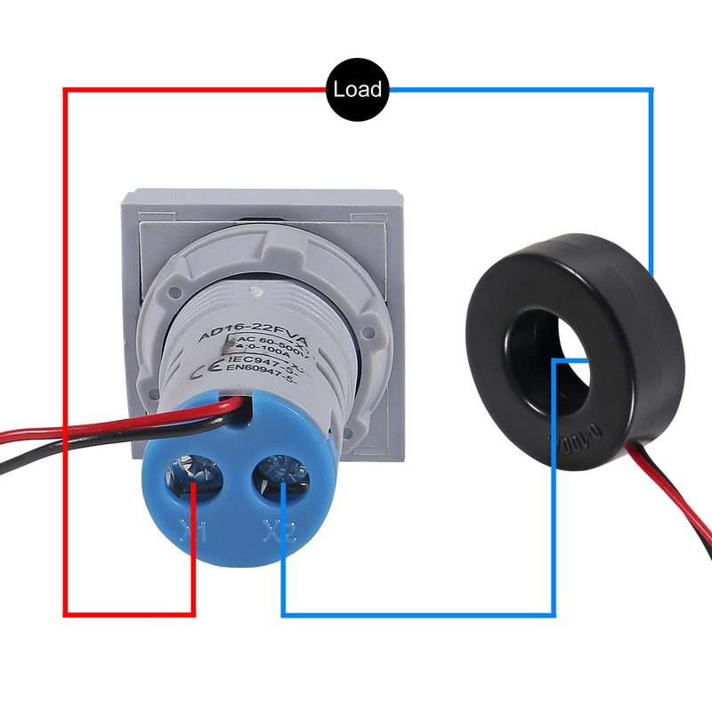[Australia - AusPower] - 2pcs Blue LED Display Voltmeter, Square Dual Display Voltmeter and Ammeter LED Digital Voltage Gauge AC 60-500V 0-100A Current Meter Indicator 