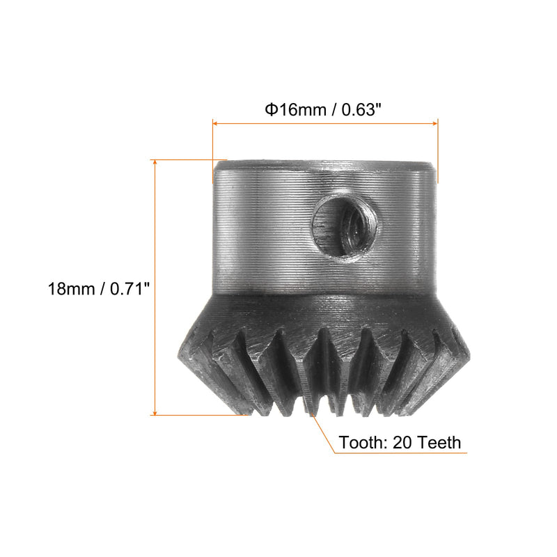 [Australia - AusPower] - 2pcs Bevel Gear 1M 20 Teeth 6mm Shaft Hole 1:1 Tapered Bevel Pinion Gear 45# Steel 1 Module 90 Degree Steering Gear, for Hardware Mechanical Rotation 