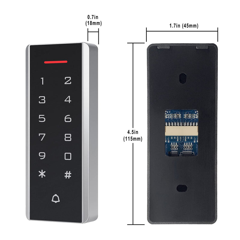 [Australia - AusPower] - Door Access Control System, 125KHz Proximity ID Card Access Control Keypad Support 1000 Users ID Card Reader Digital Keypad + 5PCS Keychains for Entry Access Controller Gate Opener Narrow Panel 