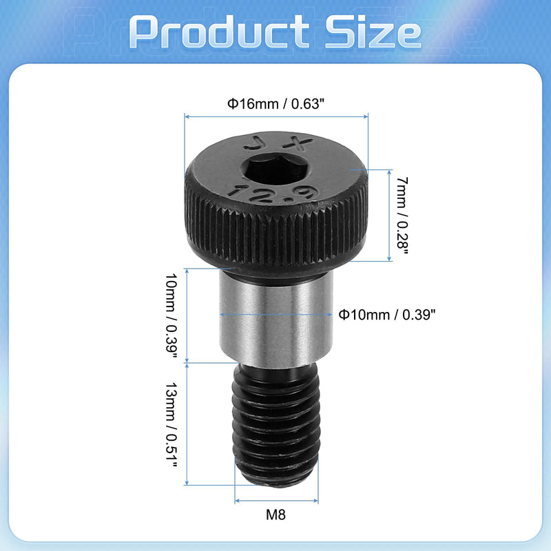 [Australia - AusPower] - uxcell 6Pcs Alloy Steel Shoulder Bolt 10mm Shoulder Dia 10mm Shoulder Length M8 Thread Hex Socket Shoulder Bolts for Textile Hydraulic Injection Molding Machinery Industries 
