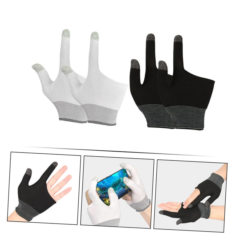 [Australia - AusPower] - 2 Pairs Game Gloves Thumb Sleeves Mobile Gaming Phone Gaming Gloves Comfort Gaming Gloves Touch Finger Gloves for Gaming Comfort Finger Gaming Gloves Mittens Nylon Breathable 