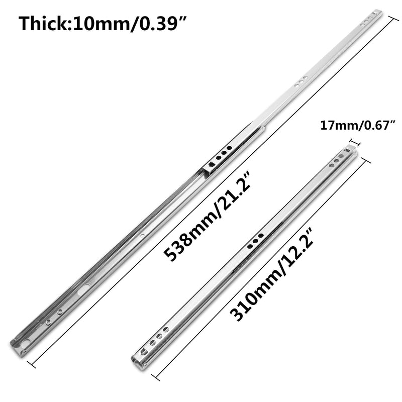 [Australia - AusPower] - 12 Inch Drawer Slides, Metal Drawer Slide Small Drawer Rails Ball Bearing Two Way Slide Track Rail Pack of 2 (0.7" Wide) 12" - 2PCS Style 1 