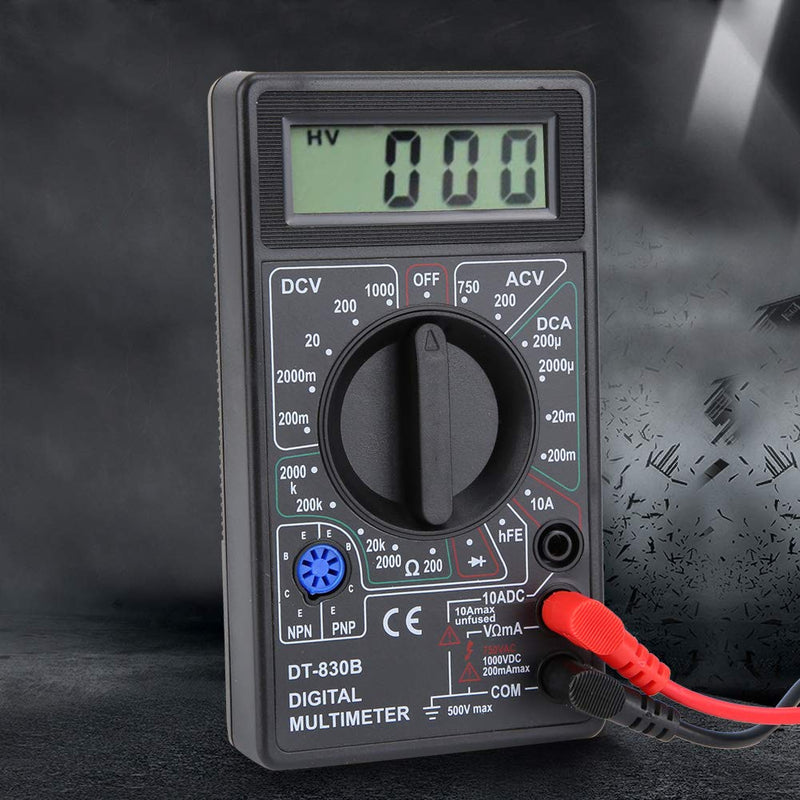 [Australia - AusPower] - Digital Multimeter - DT-830B Multifunctional Portable LCD Digital Multimeter Amp Volt Ohm Tester Voltmeter Ohmmeter Meter(DT-830B Black) 