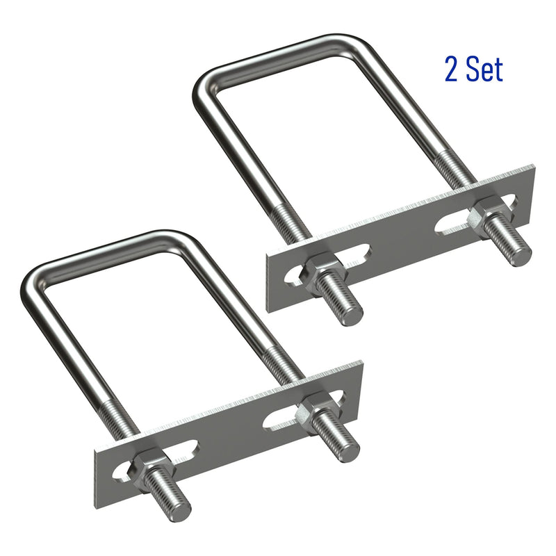 [Australia - AusPower] - 2 Sets 304 Stainless Steel Square U-Bolts 2.75"(70mm) Inner Width, 4.33"(110mm) Length Stainless with M8 Nuts, Frame Plate, Accessories for Automobiles Trailer, Boat Trailer Industrial Parts 70X110（W*L） 