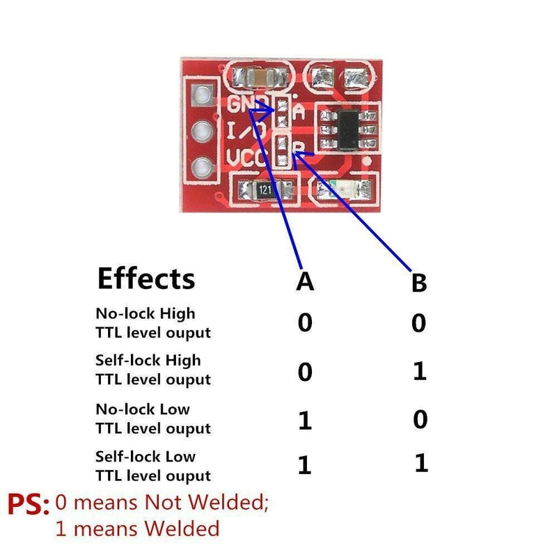 [Australia - AusPower] - Hailege TTP223 Capacitive Switch Button Module Self-Lock High Low Level Output 2.5-5.5 V Pack of 20 