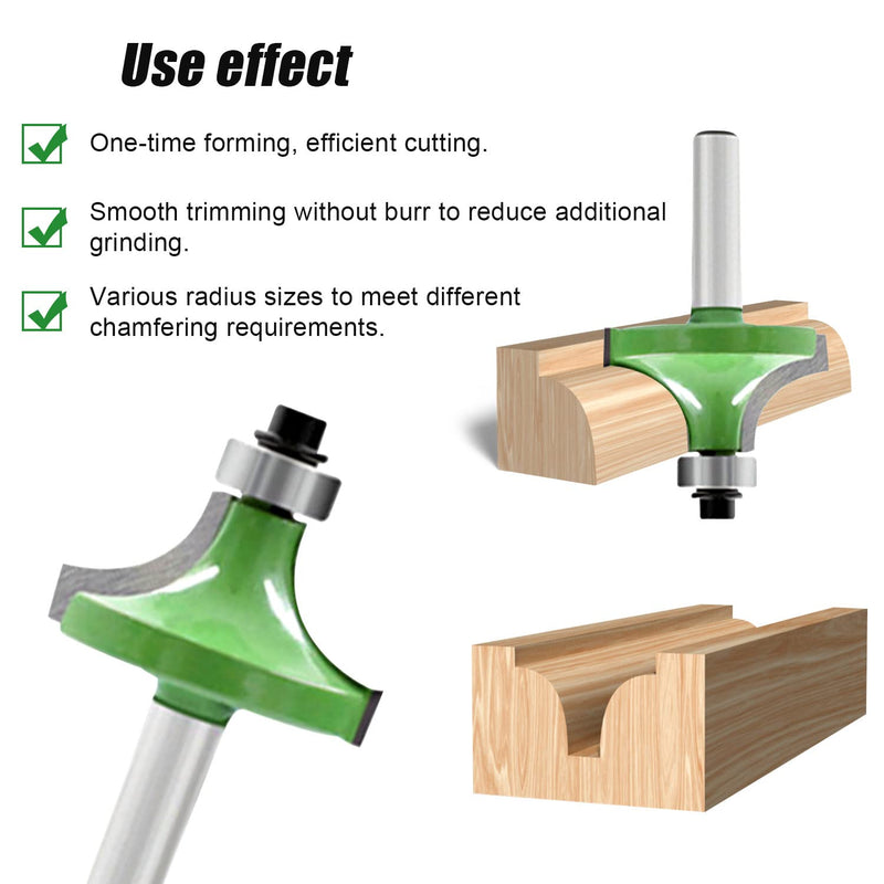 [Australia - AusPower] - 6 Pieces Rounding Cutter 8 mm Shank, Milling Cutter for Router 8 mm Shank, Radius Cutter Set with Ball Bearing, Milling Head for Router, Round Cutter for Carpentry, Chamfering, Woodworking Trimming 8 mm shaft 