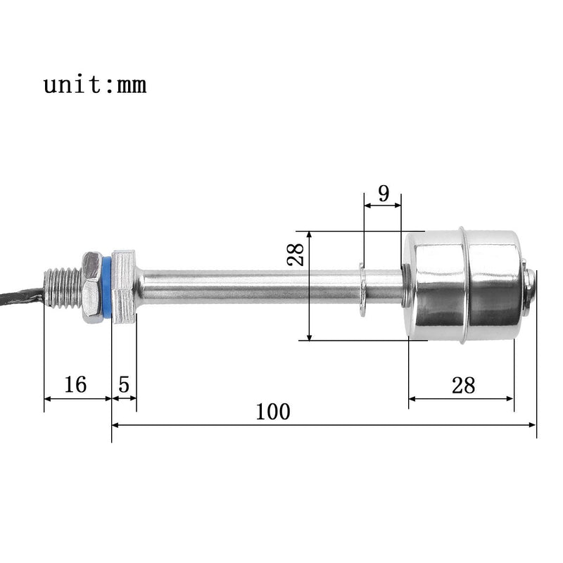 [Australia - AusPower] - Elecall 4"Float Switch Stainless Steel Tank Water Level Sensor 110V ES10010 Wire Length 12inch ES10010 1 Floater 