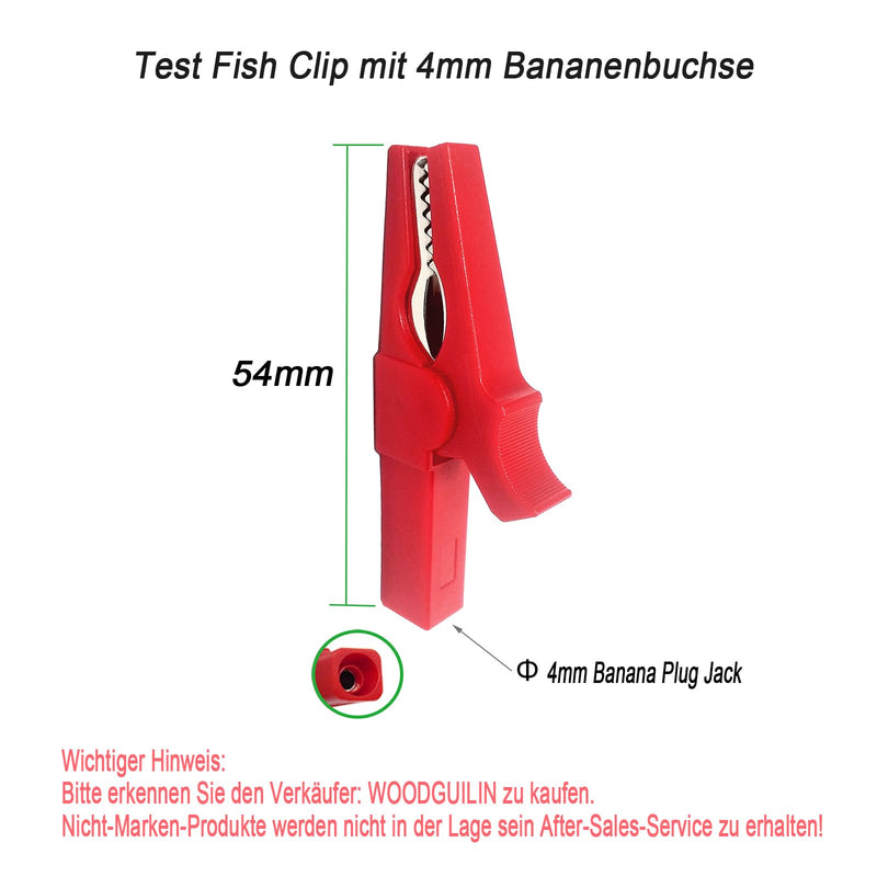 30A Fully Insulated Crocodile Clips with 4 mm Banana Socket | 5 pairs of red black clamps for automotive testing Alligator Clip